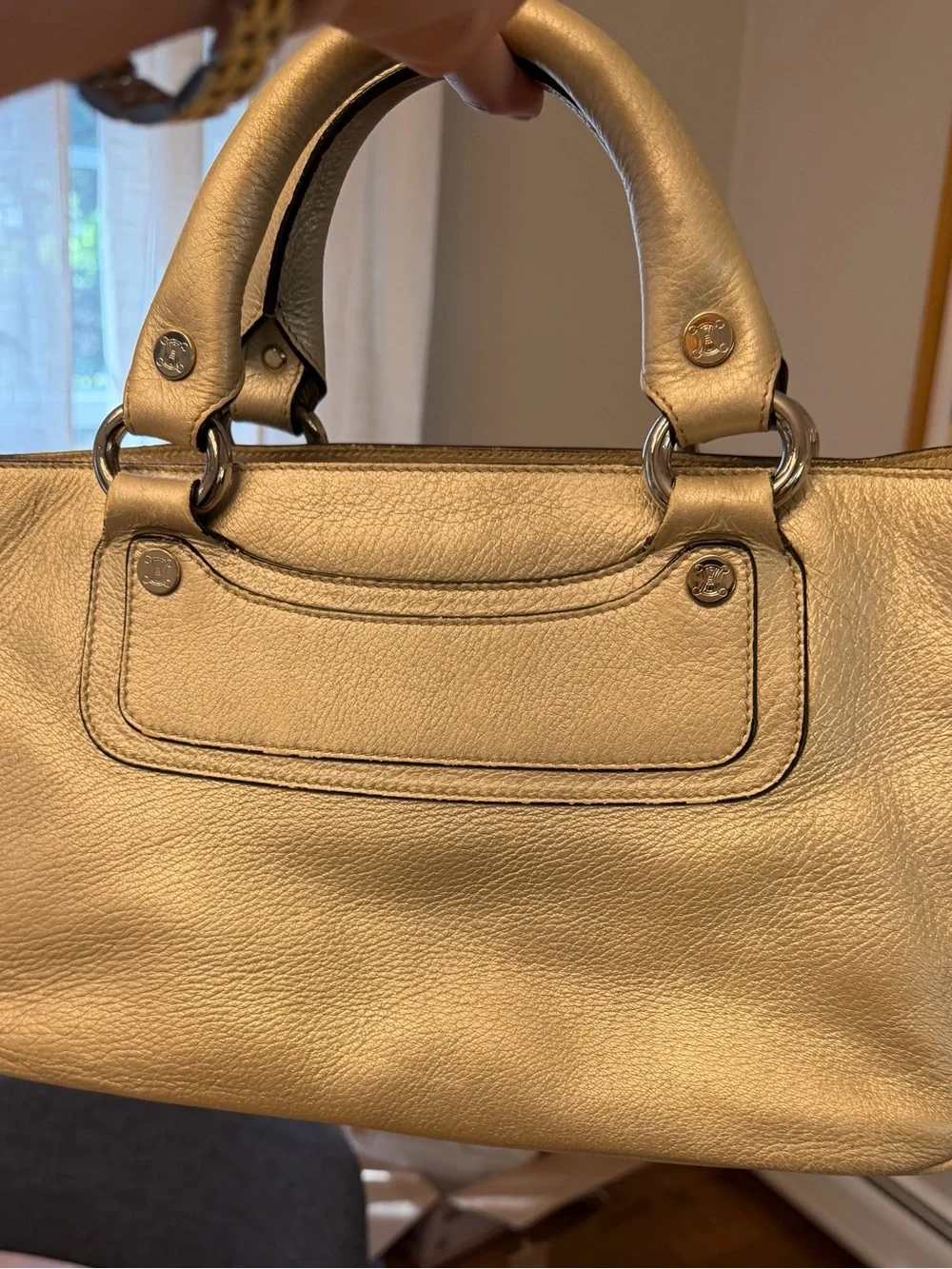 Authentic Celine Boogie Bag Metallic Gold Leather Satchel